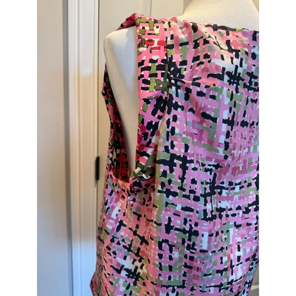 Yves Saint Laurent Silk Pink Multi Printed Sleeveless Blouson Top SZ Fr 42/US 10 - Picture 7 of 8